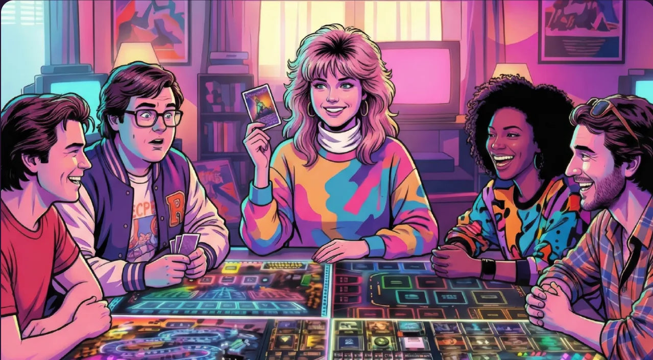 Friends around the lit board